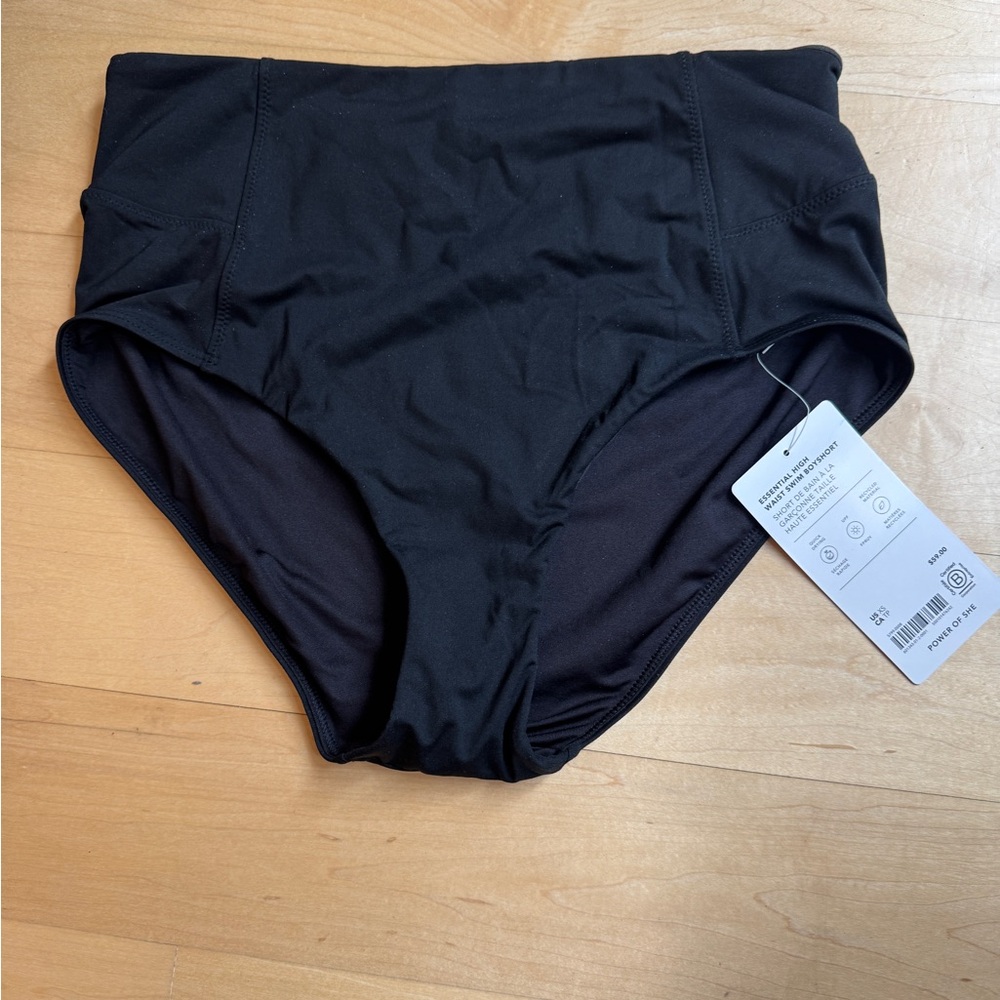 Black High-Waisted Swim Bottoms